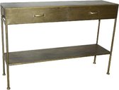 Industriële Sidetable - Sidetable - Tafel - Sidetafel - Industriële kast - Halmeubel - Muurtafel - Wandtafel - Dressoir - Industrieel - Hal - Gang - Metaal - Goud - Brons - 121 cm