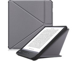 Hoes Geschikt voor Kobo Libra H2O - E-reader Bescherm Hoesje Case Sleep Cover Trifold - Hoes Geschikt voor Kobo Libra H2O Hoesje - Grijs