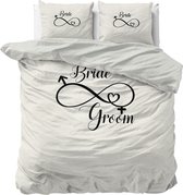 Sleeptime Bride and Groom Dekbedovertrek - 240x200/220 + 2 kussenslopen 60x70 - Wit - Lits-Jumeaux
