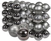 60x stuks glazen kerstballen titanium grijs 6, 8 en 10 cm mat/glans - Kerstversiering/kerstboomversiering