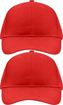 2x stuks 6-panel baseball rode caps/petjes