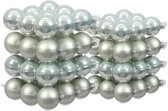 72x stuks glazen kerstballen mintgroen (oyster grey) 4 en 6 cm mat/glans - Kerstversiering/kerstboomversiering