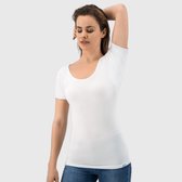 Anti Zweet Shirt - Fibershirts® - Ingenaaide Okselpads - Ondershirt - Wit - Ronde Hals - Dames - Maat S