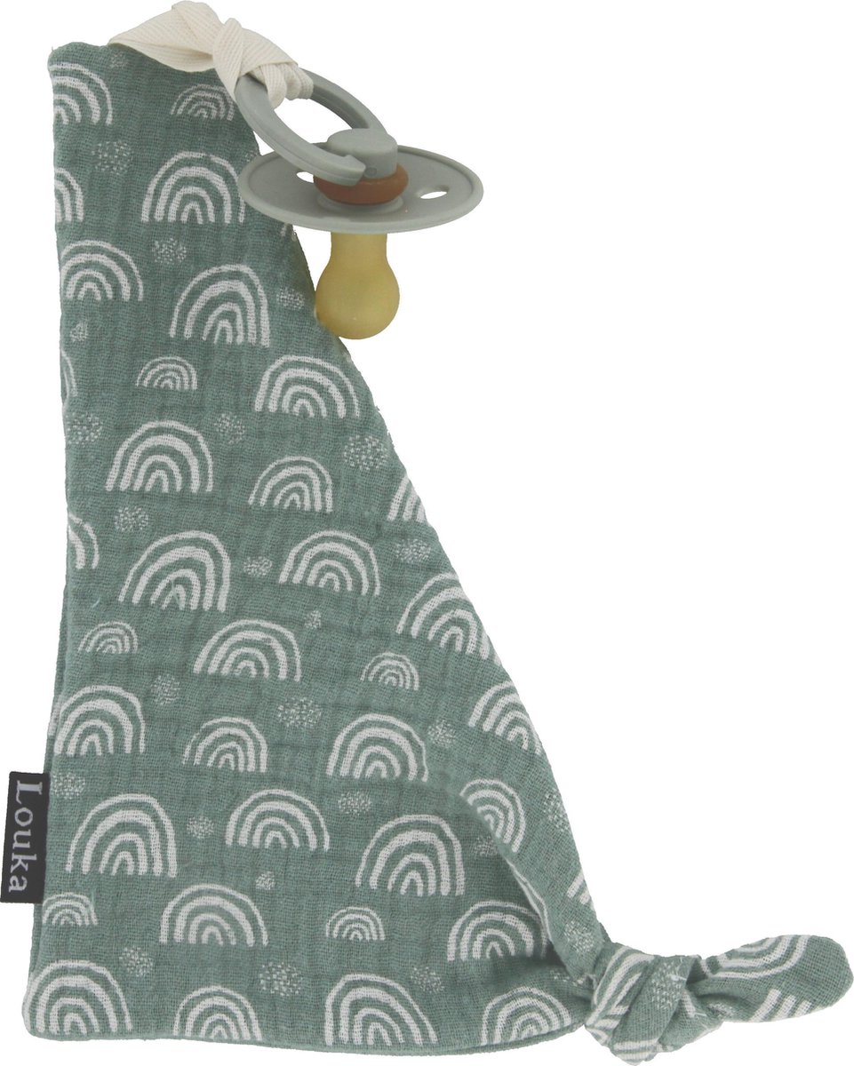 Goedkoopste Louka speendoekje driehoek regenboog groen| meisje | jongen | Hydrofiel katoen|speenknuffel| speen |