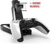 PS5 Controller Oplader – DuelSense Dock - Playstation 5  Controller Laadstation -  Dubbele Controllerhouder – Dualcharger - PS5 Controller Houder – Black edition! + HDMI KABEL!!