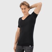 Anti Zweet Shirt - Fibershirts® - Ingenaaide Okselpads - Ondershirt - Zwart - V-hals - Heren - Maat M