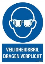 Veiligheidsbril dragen verplicht bord met tekst 210 x 297 mm