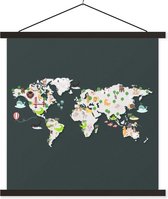 Wereldkaart Enfants - Illustrations - Couleurs - 60x60 cm - Affiche scolaire