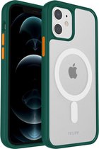 IYUPP Bumper met Magsafe geschikt voor Apple iPhone 12 mini Hoesje Groen x Transparant - Shockproof