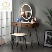 Luxury Buy® kaptafel (original) + free makeup organizer- makeup tafel- toilet tafel- luxe vanity- opmaak tafel- dressing table- dressoirs- led verlichting- met verstelbare spiegel- met comfor