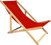 Holtaz - Premium strandstoel - Inklapbaar - Beukenhout - Comfortabele zonnebed - ligbed met 4 verstelbare lighoogtes - Rood