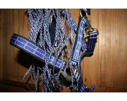 Horka Halsterset Zari - met vliegenmasker en touw - blauw - cob
