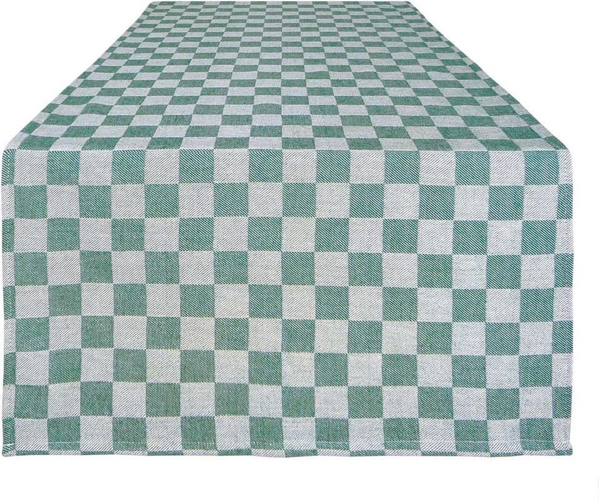 Treb Horecalinnen Tafelloper 2 Stuks Groen en Wit Geblokt 50x140cm - Treb WS
