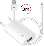 WISEQ iPhone Oplader incl. 3 meter Lightning USB Kabel  - Apple Oplader voor o.a. iPhone 13 & iPhone 12 - Wit