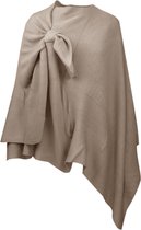 Poncho, Omslagdoek Noor, Ribgebreid met Lus, Taupe