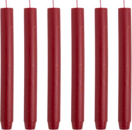 Cactula | Dinerkaarsen - Dikke kaarsen - Antiek Rood - 30 x 2.6 cm - 6 stuks - 20 Branduren