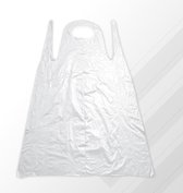 Wegwerpschorten - wit plastic - waterdicht - schilderschort - verfschort - disposable halterschort - 100 stuks