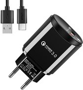 WISEQ Oplader voor Samsung S21/S20/S10/S9/S8 USB C Oplaadkabel - Quick Charge 3.0 - Zwart