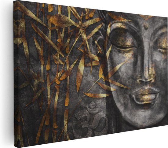 Artaza - Peinture sur toile - Bouddha doré de l'aquarelle - Abstrait - 90 x 60 - Photo sur toile - Impression sur toile
