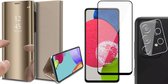 Hoesje geschikt voor Samsung Galaxy A52s - Spiegel Book Case - Goud - Met Full Screenprotector en Camera Screen Protector