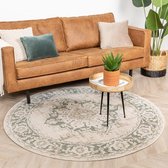 Rond vintage vloerkleed – Spring Medaillon Creme Groen Ø 120cm