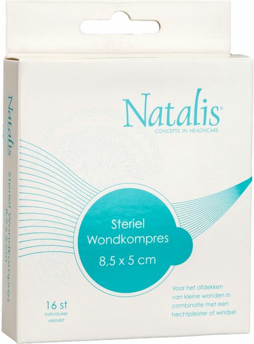Goedkoopste Natalis steriel wondkussen - 8.5 x 5 cm - 16 stuks - Verband