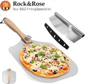 Rock&Rose Inklapbare Luxe pizzaschep - Inclusief Gratis Snijmes - Voor BBQ