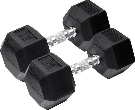 Orange Gym, Hex Dumbbell – 10KG – Set van 2 - hexagon dumbbells - neoprene dumbbell -