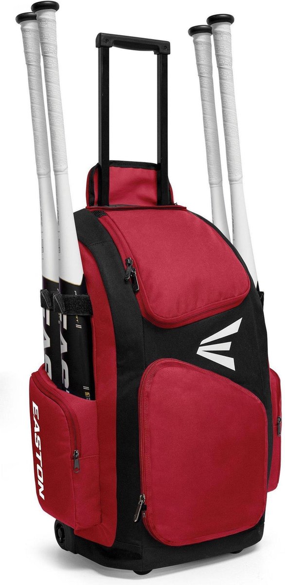 Easton Traveler Stand Up Wheeled Bag Kleur Black/Scarlet Wheeled Bag voor Sport Honkbal/Softball