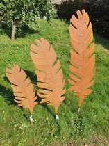 J Design Tuin decoratief blad , steker roest, Set van 3 , grootste maat H145 x L36cm