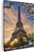Artaza Canvas Schilderij Eiffeltoren In Parijs Tijdens Zonsondergang - 40x50 - Foto Op Canvas - Canvas Print