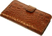 Made-NL vijf pasjes (Samsung Galaxy A51) book case stug rebuuste bruin croco print leer schijfmagneet