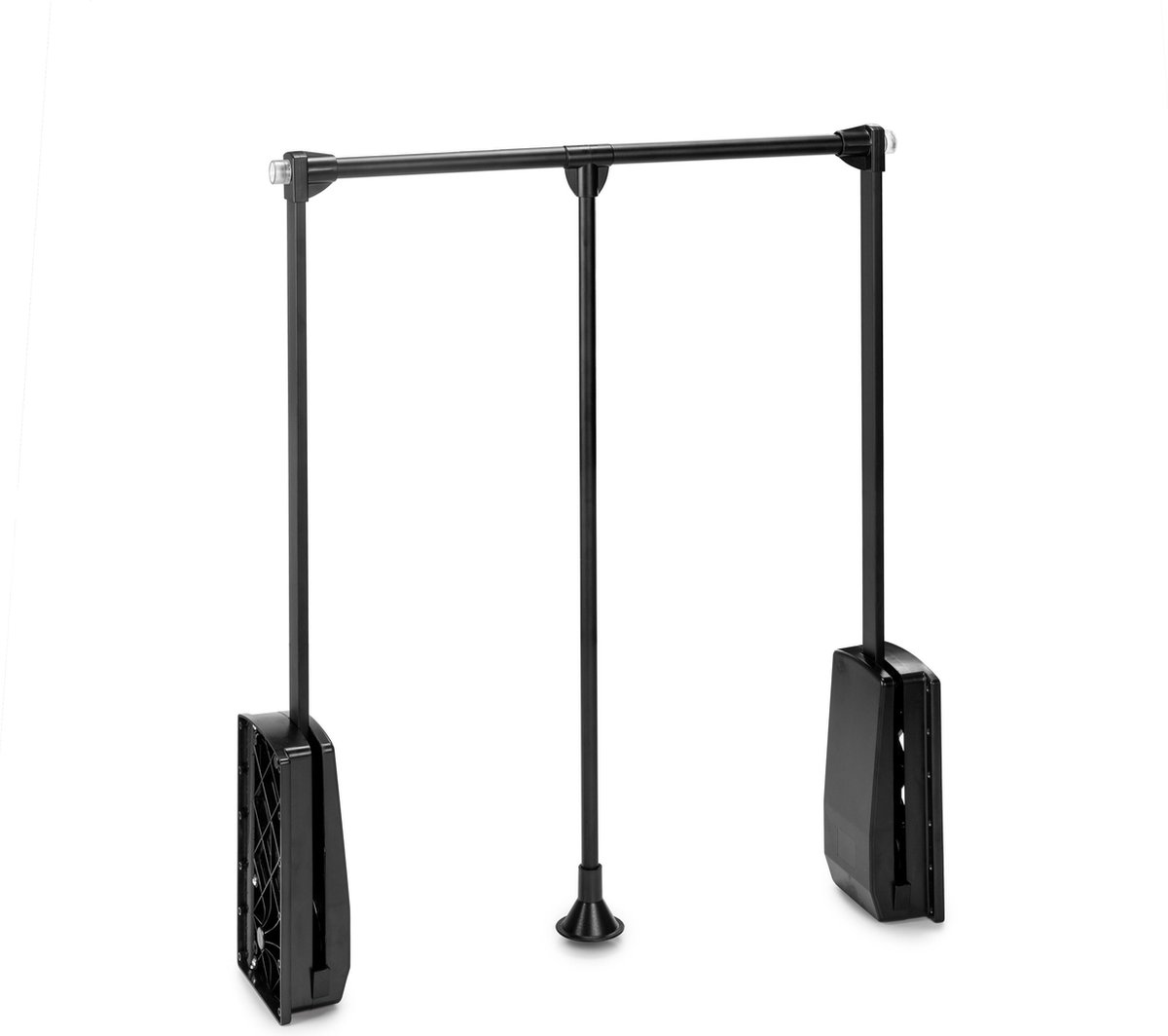 Emuca Opvouwbare garderobestang voor garderobekasten Hang, verstelbaar 600-830 mm, tot 12 kg, Staal, Zwart
