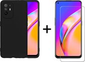 Oppo A94 5G hoesje zwart siliconen case hoes cover hoesjes - 1x Oppo A94 5G Screenprotector