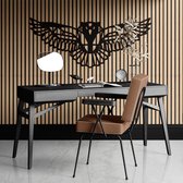 Geometrische wanddecoratie van een uil 85x35cm, kleur zwart van aluminium - Geometrische uil - Geometrische vogel