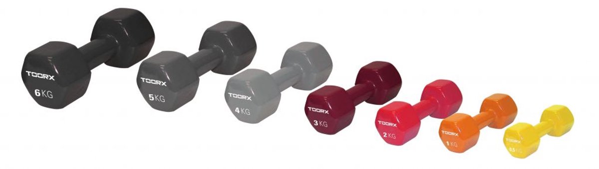 Toorx Fitness Vinyl Dumbbell - per Stuk 0,5 kg geel