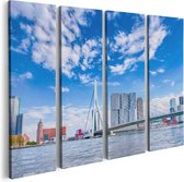 Artaza Canvas Schilderij Vierluik Erasmusbrug Aan Het Water In Rotterdam - 80x60 - Foto Op Canvas - Canvas Print