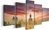 Artaza Canvas Schilderij Vijfluik Boeddha Beeld In De Mist - 100x50 - Foto Op Canvas - Canvas Print