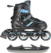 2in1 Nils Extreme skeelers/schaatsen zwart/blauw maat: 34-38 Zomer/Winter