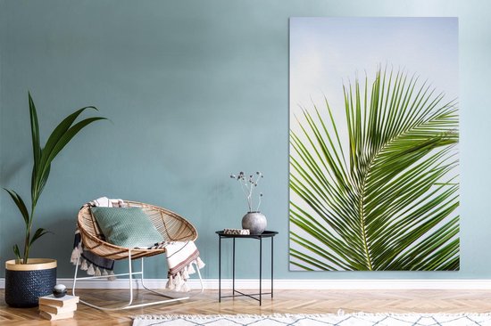 Tableau Toile Feuilles de Palmier - Ciel - Tropical - 120x180 cm - Décoration murale XXL