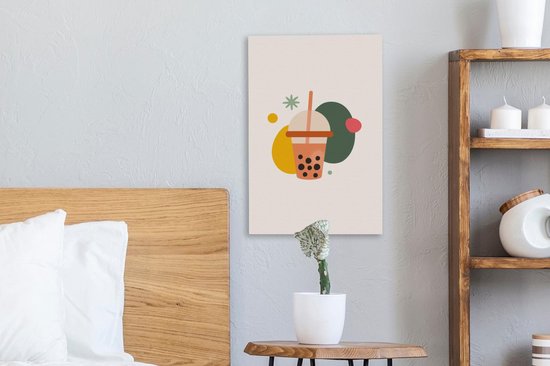 Toile Peinture Été - Couleurs - Bubble Tea - 20x30 cm - Décoration murale
