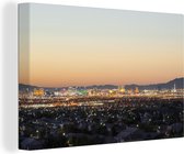 Canvas Schilderij Zonsondergang - Las Vegas - Oranje - 120x80 cm - Wanddecoratie