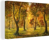 Canvas Schilderij Herfst - Landschap - Aquarel - Illustratie - 30x20 cm - Wanddecoratie