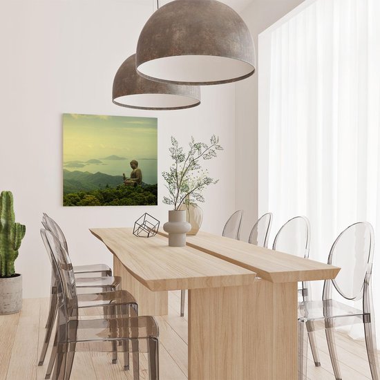 Artaza Canvas Schilderij Boeddha Standbeeld In Het Bos - 70x70 - Foto Op Canvas - Canvas Print