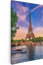Artaza Canvas Schilderij Eiffeltoren In Parijs Aan Het Water - Kleur - 20x30 - Klein - Foto Op Canvas - Canvas Print