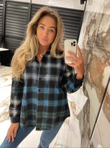 BY CLARA geruite blouse, kleur zwart/blauw, maat S/M