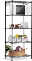 Naqsh Store 5 lagen rekken eenheden voor opslag, multifunctionele opbergplanken met 10 haken, verstelbare hoogte, zware stalen structuur opslag rekken unit