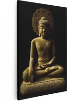 Artaza Canvas Schilderij Gouden Boeddha Beeld In Meditatie  - 20x30 - Klein - Foto Op Canvas - Canvas Print