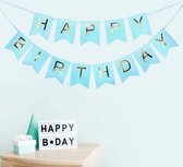 Happy Birthday Slinger - Letterslinger - Verjaardag Versiering - Happy Birthday - Vlaggenlijn Blauw- Letter Slinger - 1 Jaar Versiering - Decoratie - Blauw Goud