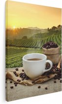 Artaza Canvas Schilderij Kopje Koffie Op Een Plantage Achtergrond - 60x80 - Foto Op Canvas - Canvas Print